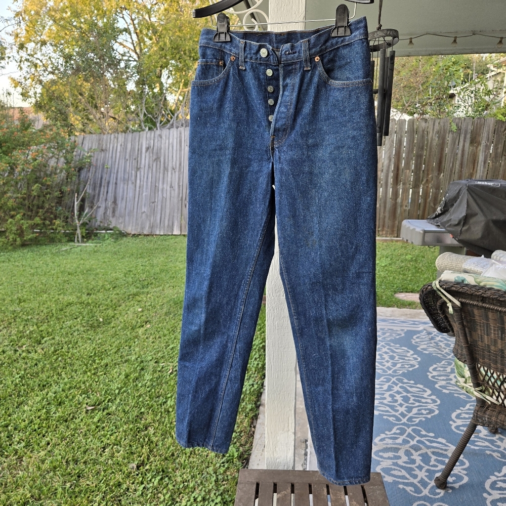 Vintage Levi’s dark wash button fly jeans size 11 26x30 Made In USA